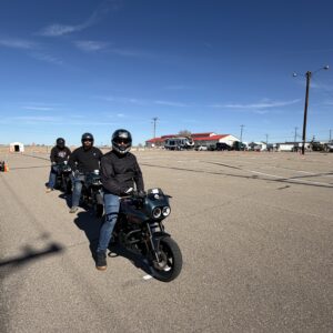 Riders lined up on the training range during a Basic Rider Course II class